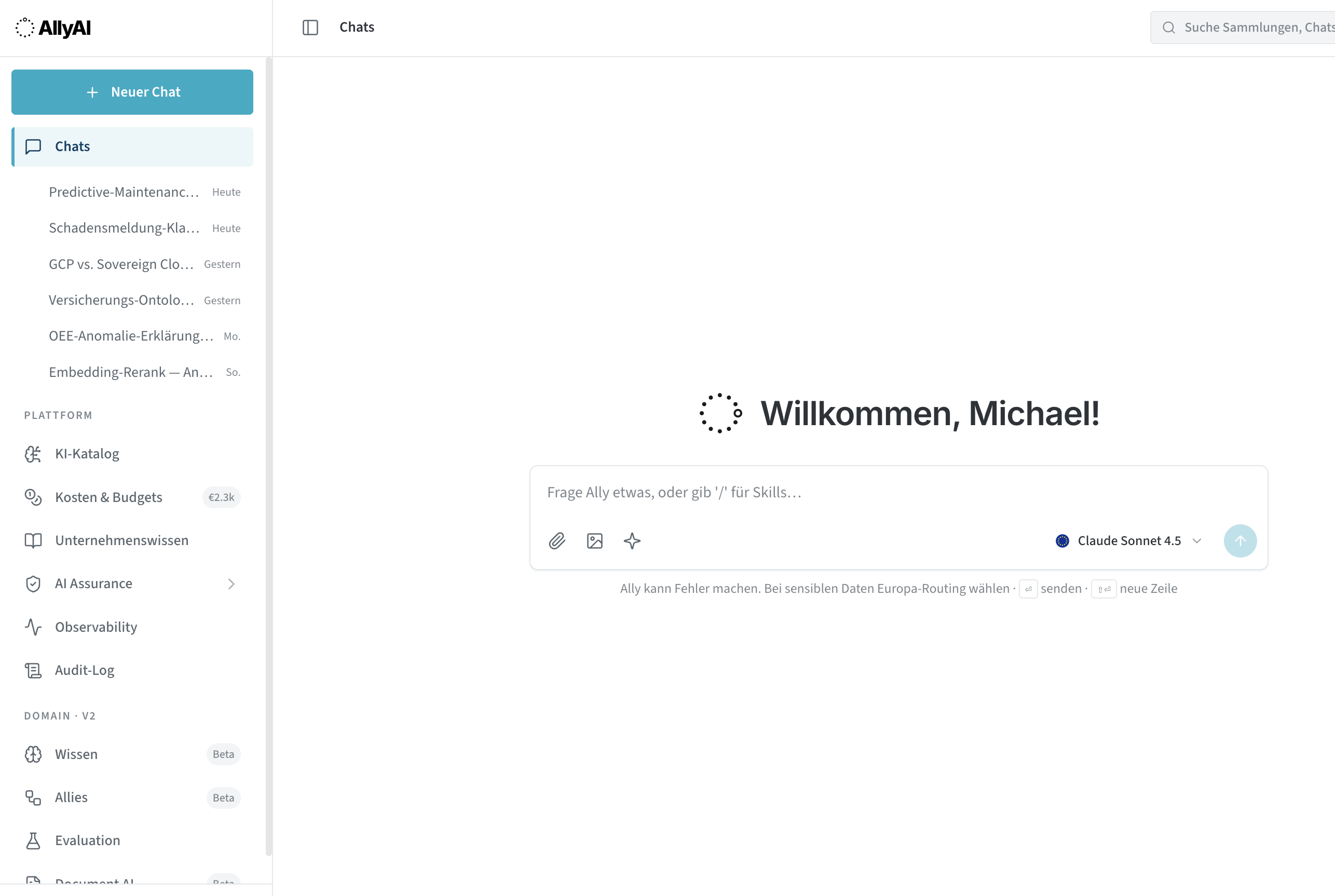 AllyAI Console — Chat-Oberfläche