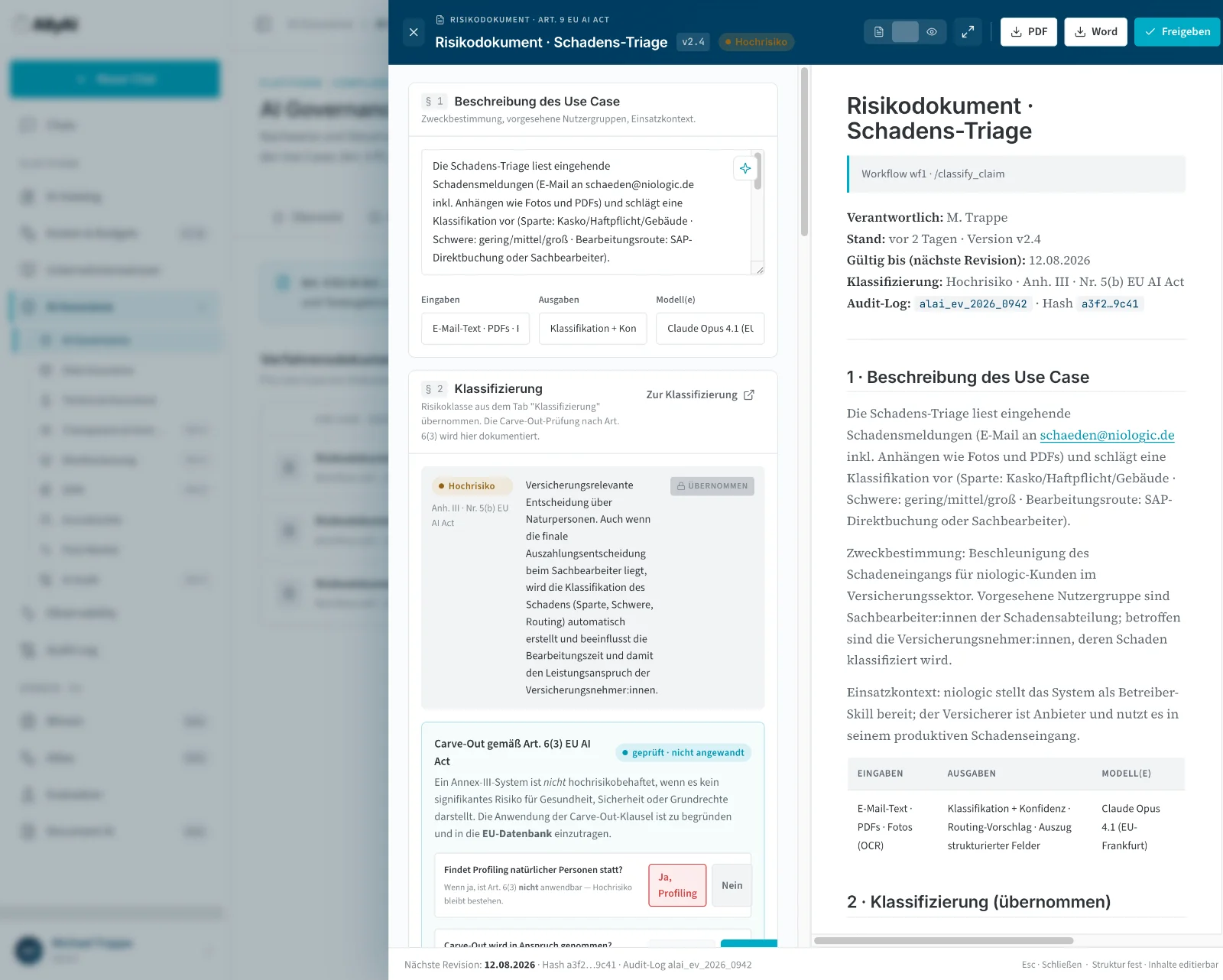 AI Assurance — Risikodokument nach Art. 9 EU AI Act